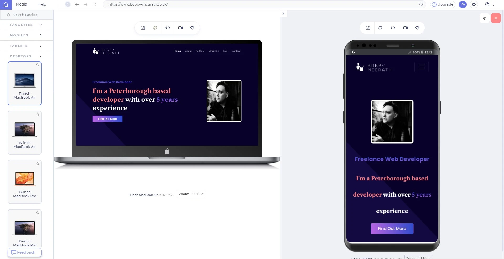 Image demonstrating site responsiveness on mobile and desktop screens for this site